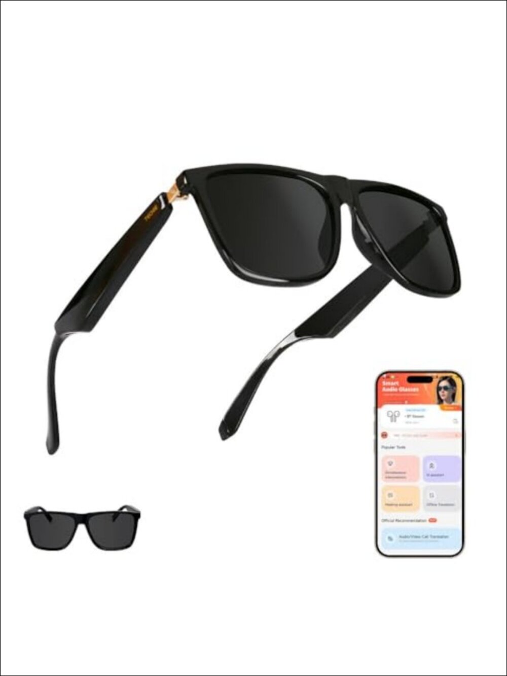 Smart Glasses AI Translation Bluetooth Audio Polarized Lens